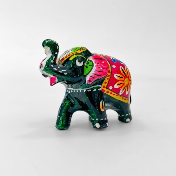 Colorful Elephant Statue – 2 Inch Hand-Painted Indian Miniature Showpiece - Image 3
