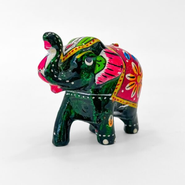 Colorful Elephant Statue Set – Pack of 3 Hand-Painted Rajasthani Miniatures - Image 3