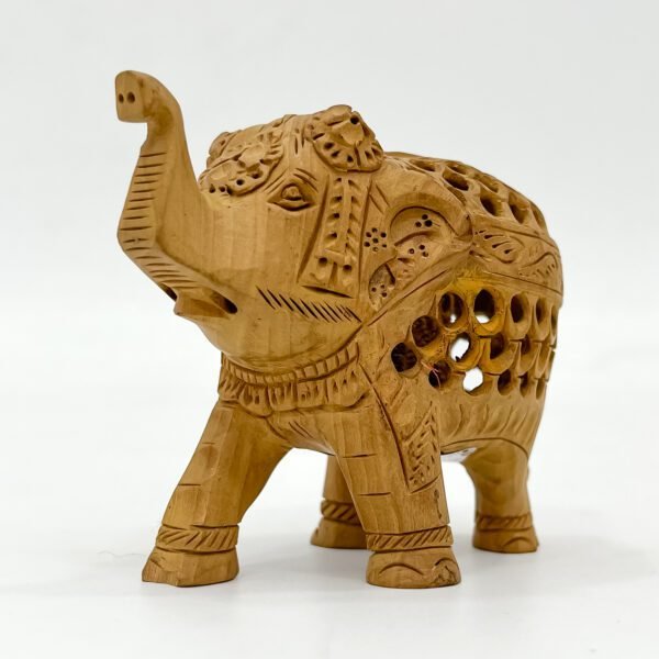 Exquisite Handcrafted Wooden Jali Elephant Figure – Premium Intricately Carved Home Décor Showpiece - Image 3