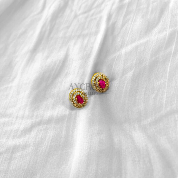 Pearl Choker Necklace Set with Ruby Stone Centerpiece – 7 Inch Traditional Design - Image 3