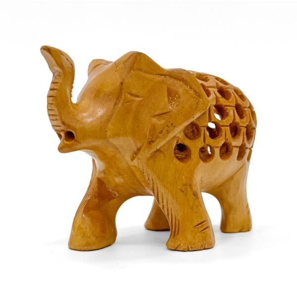 Exquisite Mini Wooden Elephant Jali Figurine – Handcrafted Intricate Decorative Showpiece - Image 3