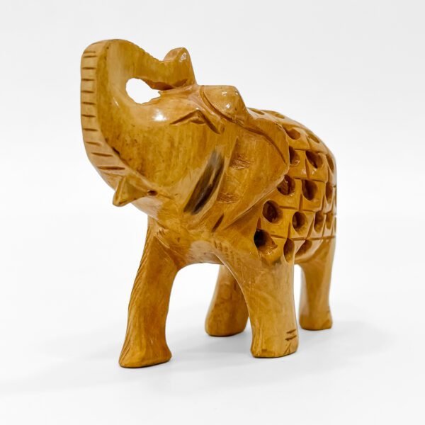 Hand-Carved Wooden Elephant with Intricate Jaali Work – Traditional Decorative Figurine - Image 3
