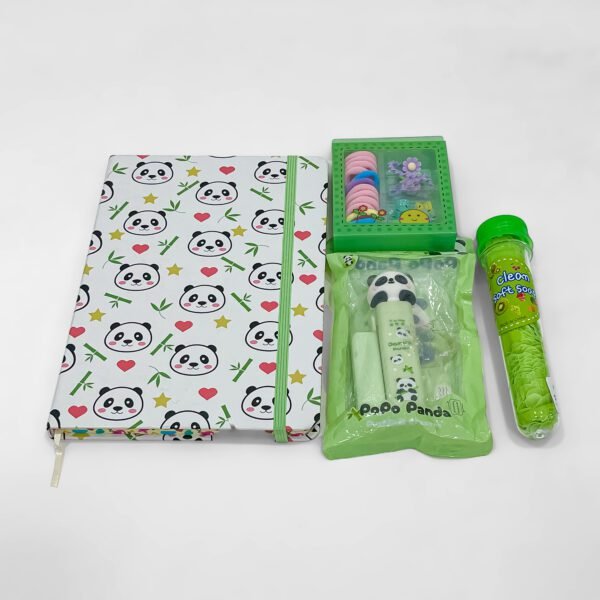 Adorable Panda Gift Set for Kids – Cute Stationery Box with Notebook, Pencil Case, Bubbles & Accessories - Image 4