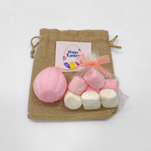 Reusable Easter Jute Bag with Candle, Marshmallow & Greeting Card - Image 4