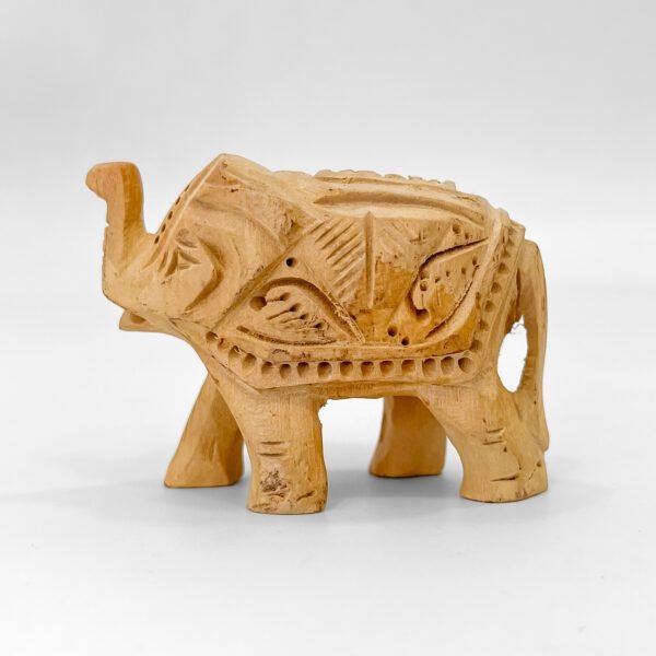 Engraved Mini Wooden Elephant – 2 Inch Handcrafted Indian Showpiece - Image 4