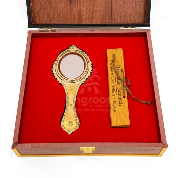 Traditional Aranmula Kannadi with Wooden Gift Box – Authentic Kerala Mirror - Image 4