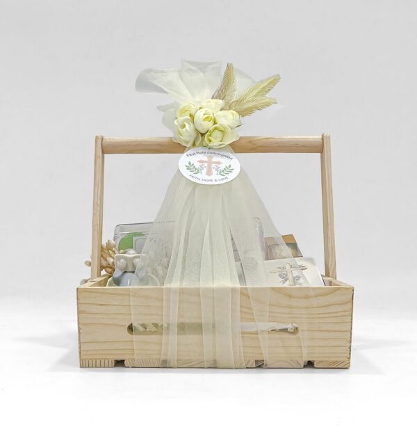 First Communion Celebration Hamper with Rosary, Candle, Macarons & Angel Figurine | Premium Gift Set - Image 4