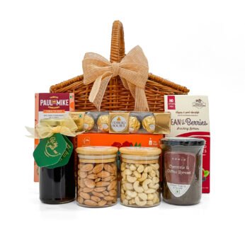 Healthy Gourmet Gift Basket with Almonds, Honey, Tea, Ferrero & Paul & Mike Chocolate