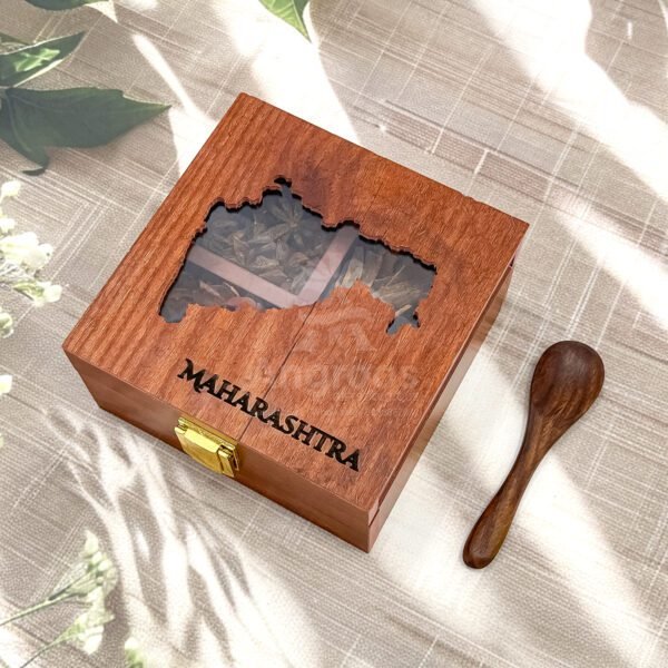 Maharashtra Map Themed Spices Box