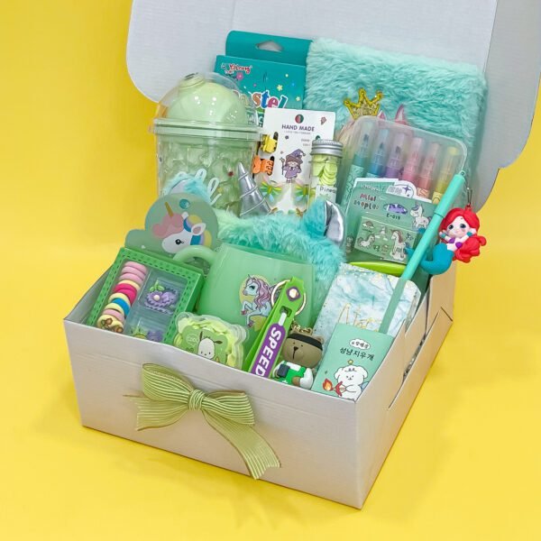 Premium Pastel Green Gift Hamper – All-in-One Surprise Box for Kids - Image 3