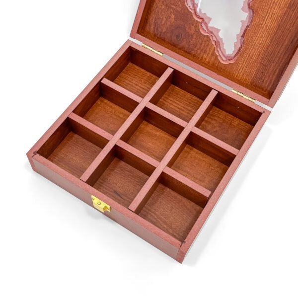 Karnataka Legacy Spice Box – 8x8x2.6 inch Wooden Masala Organizer with Map View Lid (Empty) - Image 3