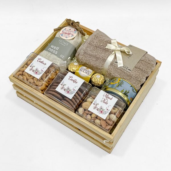 Premium & Heartfelt Mother's Day Wellness Gift Hamper – Candle, Ferrero, Nuts & Towel - Image 3