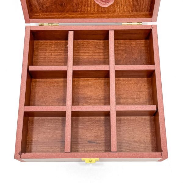 Karnataka Legacy Spice Box – 8x8x2.6 inch Wooden Masala Organizer with Map View Lid (Empty) - Image 4