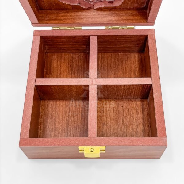 Compact Delhi Map Spice Keeper – 5x5x2.5 inch Mini Wooden Masala Box with State-Cut Lid (Empty) - Image 4