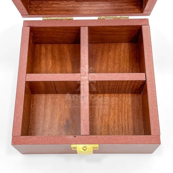 Essence of Gujarat – 5x5x2.5 inch Mini Wooden Spice Box with State-Shaped Lid (Empty) - Image 4