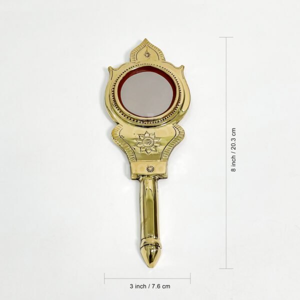 Heritage Aranmula Kannadi – Medium Handcrafted Kerala Brass Mirror (8 Inch) - Image 4