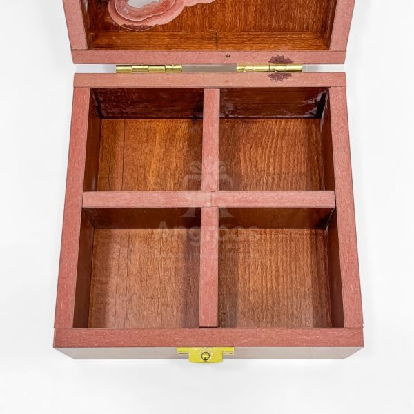 Mini Kerala Map Spices Box – 5x5x2.5 inch Wooden Masala Organizer with 4 Compartments (Empty) - Image 4