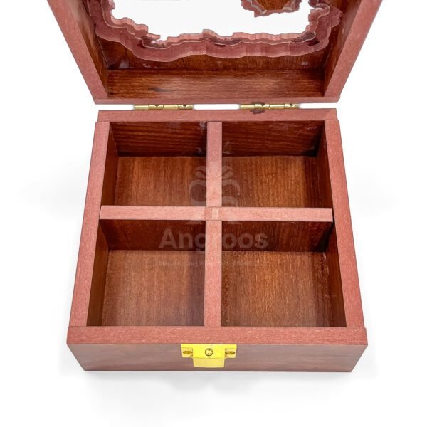 Heritage Mini Maharashtra Map Spices Box – 5x5x2.5 inch Wooden Masala Organizer with State Cut Lid - Image 4
