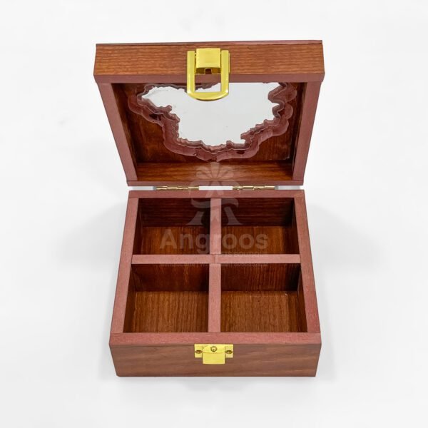 Compact Delhi Map Spice Keeper – 5x5x2.5 inch Mini Wooden Masala Box with State-Cut Lid (Empty) - Image 5