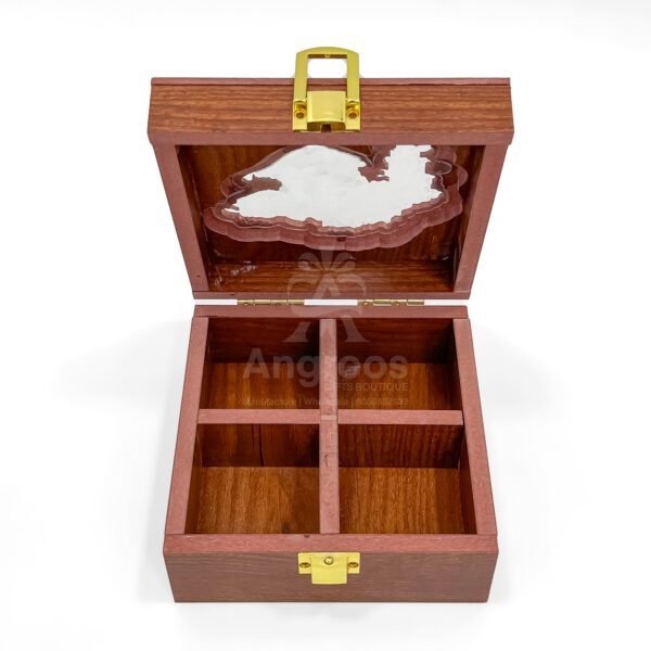 Essence of Gujarat – 5x5x2.5 inch Mini Wooden Spice Box with State-Shaped Lid (Empty) - Image 5