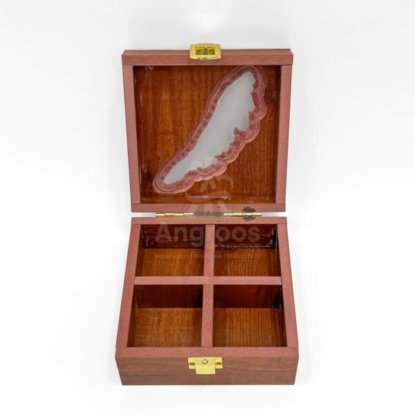 Mini Kerala Map Spices Box – 5x5x2.5 inch Wooden Masala Organizer with 4 Compartments (Empty) - Image 5