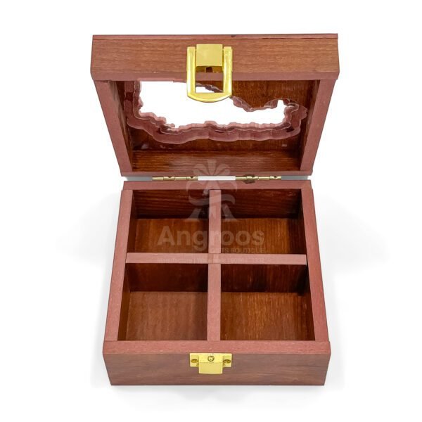 Heritage Mini Maharashtra Map Spices Box – 5x5x2.5 inch Wooden Masala Organizer with State Cut Lid - Image 5