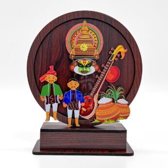 Handcrafted South Indian Themed Wooden Decor with Kathakali & Folk Elements