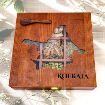 Bengal Map Masala Gift Box – 10 Inch Kolkata Spice Box with Premium Whole Spices