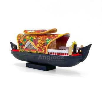 Colorful Kerala Houseboat Replica – 14 Inch Artisan Showpiece with Mural Print