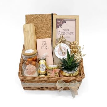 Elegant Retirement Gift Basket – Bamboo Diary, Chocolates, Tea & Keepsakes