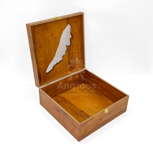 Oversized Kerala Heritage Wooden Gift Box – 12.5x12.5x5 Inch Premium Storage Box with Acrylic Inlay - Image 2