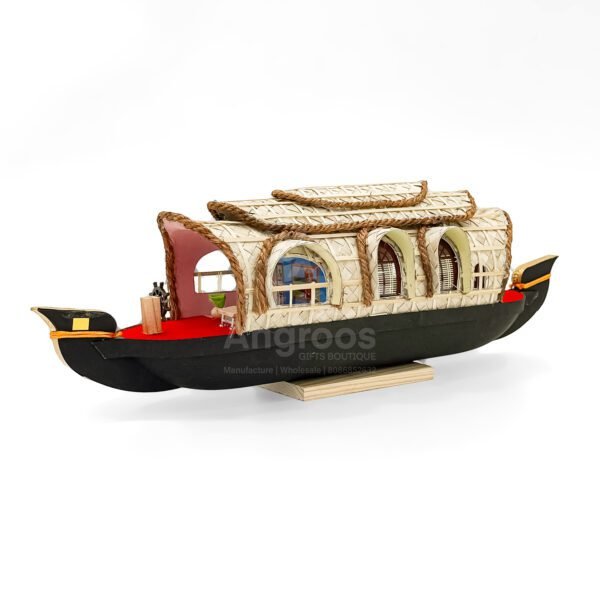Premium Handcrafted Traditional Boat Showpiece – 15 Inch Kerala Houseboat Model - Image 2
