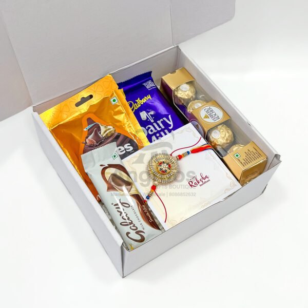 Rakhi Gift for Brother – Premium Chocolate Box with Rakhi & Card - Image 2