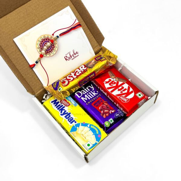 Affordable Raksha Bandhan Gift – Compact Chocolate Box with Rakhi - Image 2