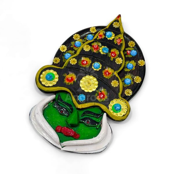 Vibrant Kathakali Face Wall Hanging – 8.5 Inch Kerala Handicraft Décor - Image 2