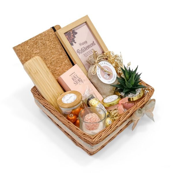 Elegant Retirement Gift Basket – Bamboo Diary, Chocolates, Tea & Keepsakes - Image 2