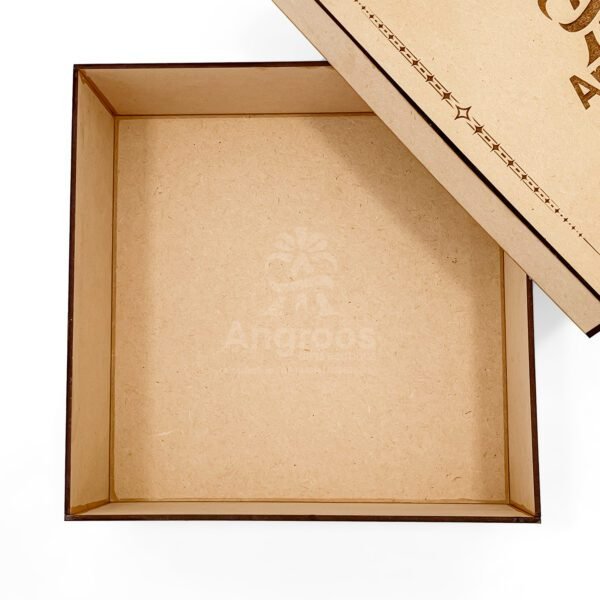 Premium Kraft Wooden Gift Box with Engraved Angroos Logo – 8.5 Inch - Image 3