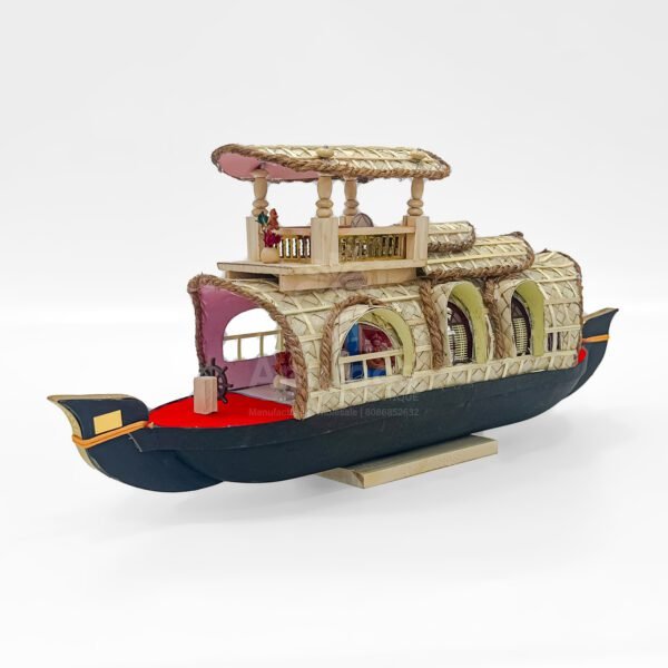 Kerala Houseboat Decor Showpiece – Double Deck 15 Inch Handcrafted Model - Image 3