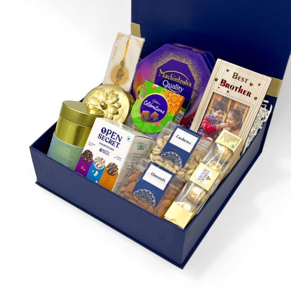 Premium Rakhi Gift Hamper – Chocolates, Dry Fruits & Designer Keepsakes - Image 3