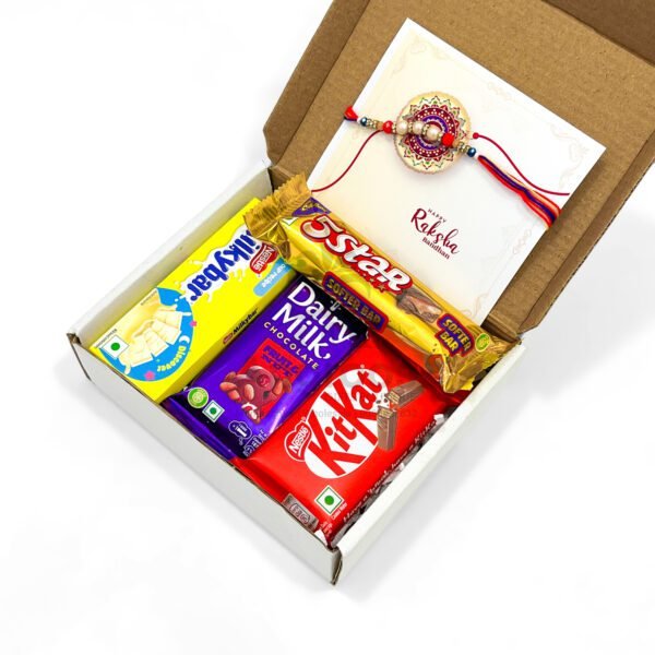Affordable Raksha Bandhan Gift – Compact Chocolate Box with Rakhi - Image 3