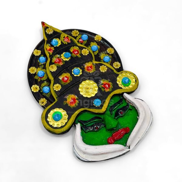 Vibrant Kathakali Face Wall Hanging – 8.5 Inch Kerala Handicraft Décor - Image 3