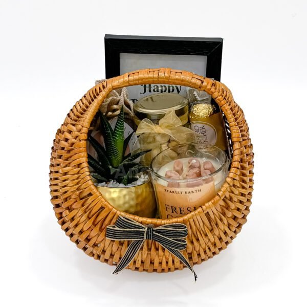 Elegant Retirement Gift Basket with Candle, Nuts, Tea, Frame & More – Premium Wicker Hamper - Image 4