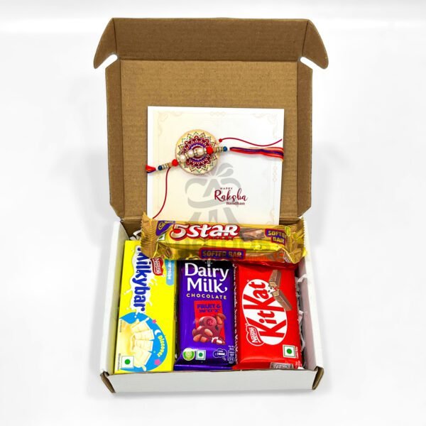 Affordable Raksha Bandhan Gift – Compact Chocolate Box with Rakhi - Image 4