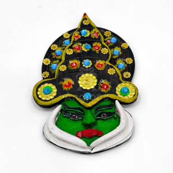 Vibrant Kathakali Face Wall Hanging – 8.5 Inch Kerala Handicraft Décor - Image 4