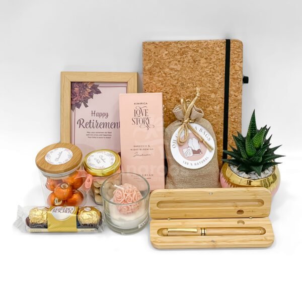Elegant Retirement Gift Basket – Bamboo Diary, Chocolates, Tea & Keepsakes - Image 4