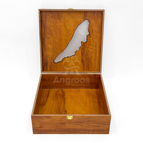 Oversized Kerala Heritage Wooden Gift Box – 12.5x12.5x5 Inch Premium Storage Box with Acrylic Inlay - Image 4