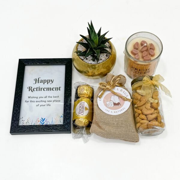 Elegant Retirement Gift Basket with Candle, Nuts, Tea, Frame & More – Premium Wicker Hamper - Image 5