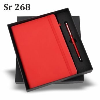 Bold Red Elastic Diary Pen Gift Set – Premium A5 Notebook & Metal Pen in Black Box