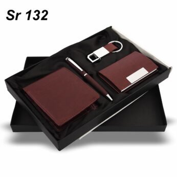 Elegant Brown Leather Wallet Gift Set for Men – With Pen, Keychain & Card Holder