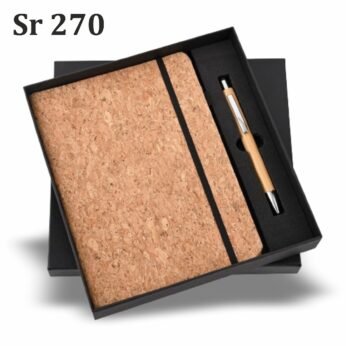 Cork Elastic Diary Pen Gift Set – Eco-Friendly A5 Diary& Bamboo Pen in Premium Black Box
